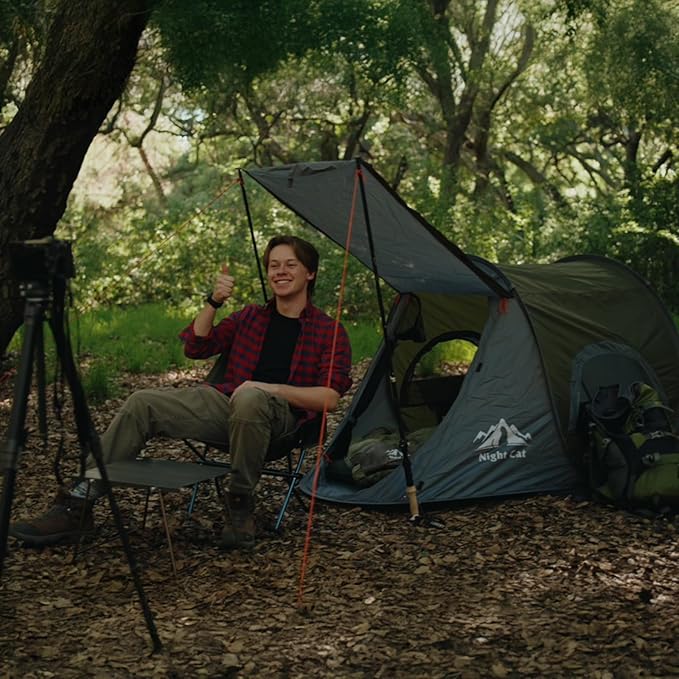 Night Cat Pop-up Camping Tent: 1 Person Tent Waterproof Instant Easy Setup Outdoor Tent