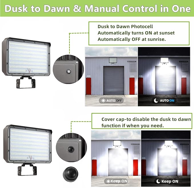 Dusk to Dawn Outdoor 150W LED Flood Light 21000LM 1000W Equivalent 100-277V 5000K Daylight ETL Commercial LED Flood Light Fixture Outdoor Security Lighting for LandscapeParking Lot