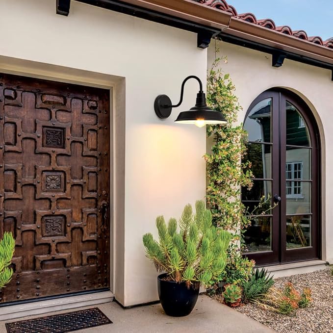 2-Pack Barn Lights Outdoor Gooseneck Exterior Lighting Fixture Aluminum Porch Light Farmhouse Outdoor Wall Light Outside Sconce Light for Patio Garage
