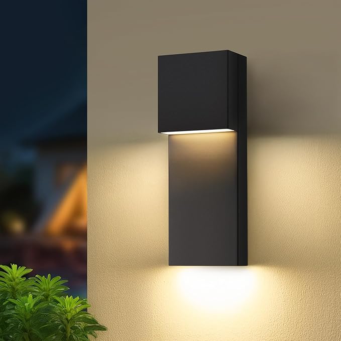 tewei Modern LED Outdoor Wall Sconce 15'' 20W Outdoor Light Fixture Exterior Wall Lights Black LED Front Porch Lights Outside Wall Mount Lighting for House Backyard Warm White 3000K 1 Pack