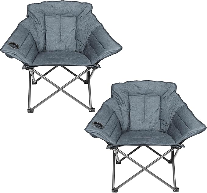 Zenithen Limited Foldable Portable Guidesman Padded Folding Chair Perfect for Camping Outdoor Sporting Events Patio Furniture and Campires Gray (Pack of 2)