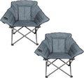 Zenithen Limited Foldable Portable Guidesman Padded Folding Chair Perfect for Camping Outdoor Sporting Events Patio Furniture and Campires Gray (Pack of 2)