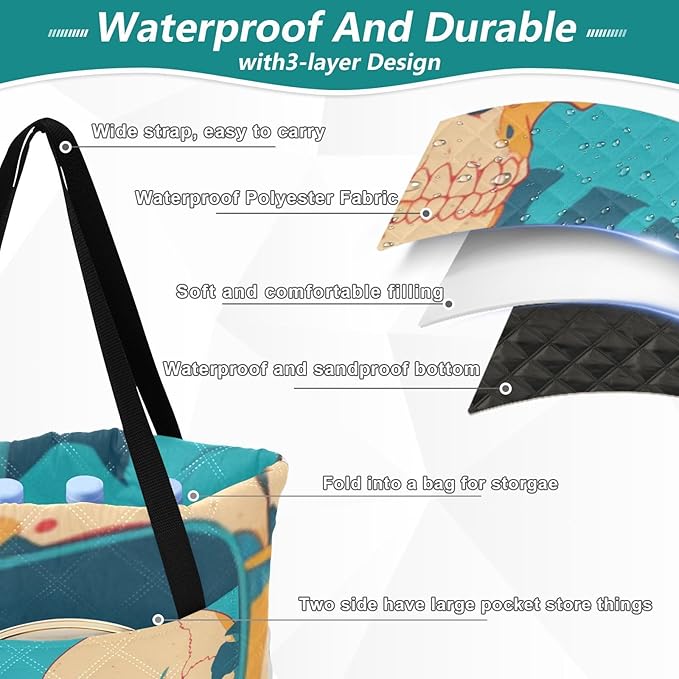 KLL Cool Human Skulls Orange Green Leaves Waterproof Picnic Essentials Large Hiking Beach Picnic for Adults Spring Gifts tapete para picnic