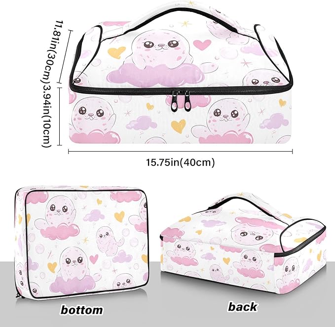 Casserole Carrier Sea LeopardInsulated Casserole Carrier for Hot or Cold Food Thermal Lunch Tote for Potluck Parties Picnic Beach Fits 9 x 13 Inches Baking Dish