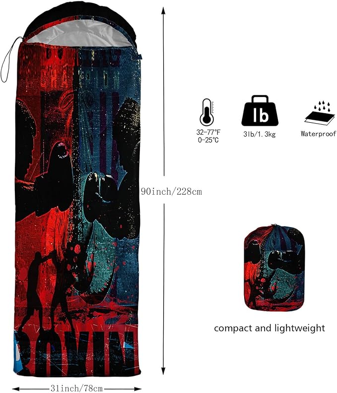 Kids Sleeping Bag for Boys GirlsCartoon Dinosaur Print-Lightweight Warm Portable Outdoor Indoor-Waterproof Cold Weather Resistant Sleeping Bag for Camping Hiking