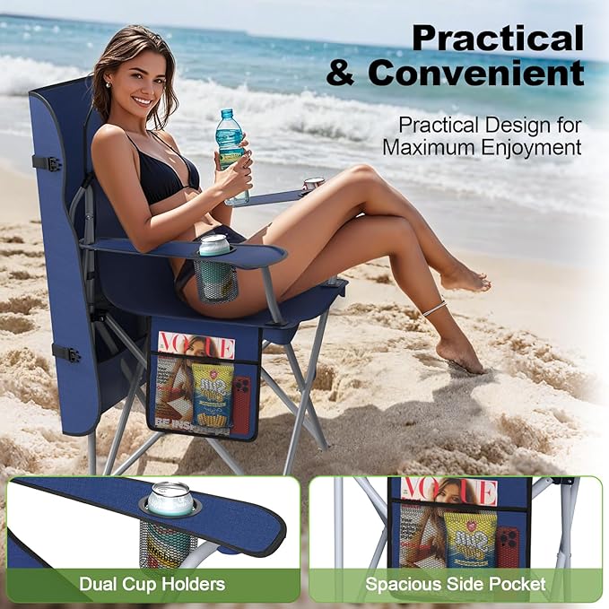 Portable Camping Chair with Canopy - Folding Chair with Canopy Durable 600D Oxford Canopy Chair for Camping Beach Picnics Fishing &amp Sports
