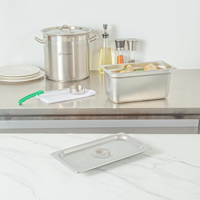 Restaurantware Stainless Steel Steam Table Pan Cover 1 Pack of 1/3 Size Heavy-Duty Hotel Pan Lid Polished Exterior Dishwasher-safe For Commercial Kitchens Catering Events