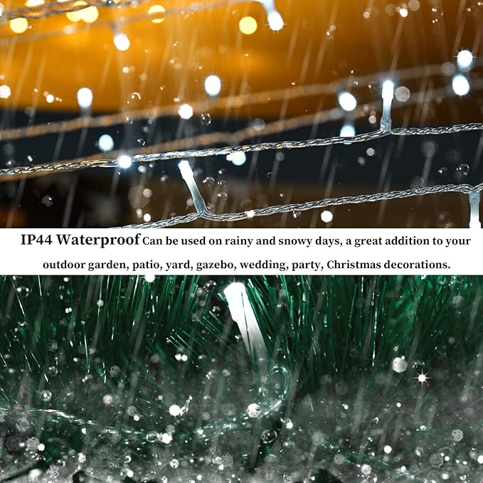 Outdoor Christmas String Lights 800LED 330FT White Fairy Lights 8 Mode Plug in Waterproof Indoor Outdoor Decor Lights for Bedroom Christmas Thanksgiving Wedding Party Garden Yard Tree