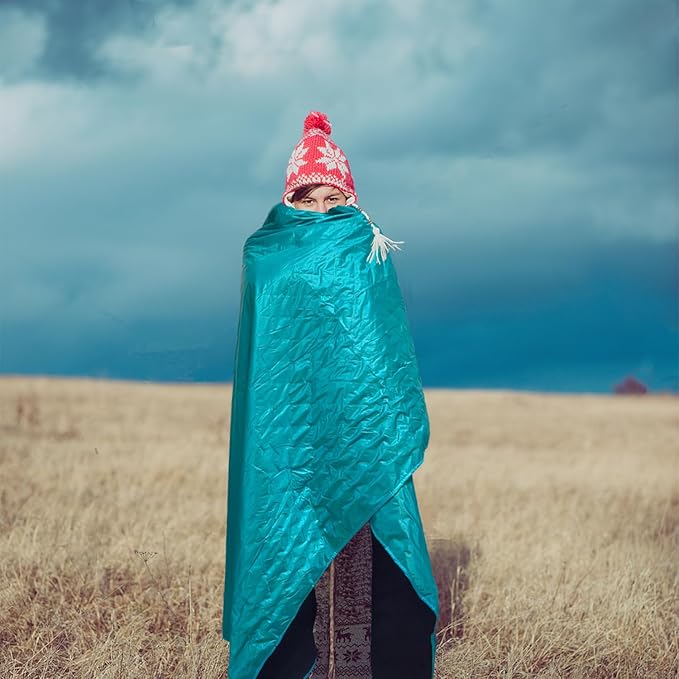 Large Outdoor Blanket Waterproof QuiltedThick Warm Fleece Blanket for Stadium Camping Picnics Beaches Pets Sports - Sandproof Windproof Washable Portable - Peacock Green