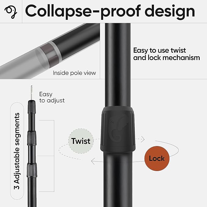 Green Elephant Camping Tarp Poles - Adjustable Aluminum Telescoping Tent Poles for Tarps Canopy &amp Awning - Heavy Duty Collapsible Pole Set of 4 - Extends 8ft Shrinks to 2ft - Caravan &amp Beach