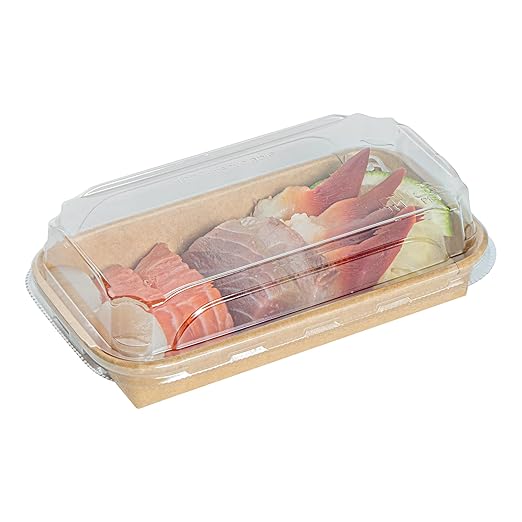 Restaurantware-LIDS ONLY: Matsuri Vision 6.4 x 3.7x 1.2 Inch Lids For Sushi Containers 100 Airtight Lids - Containers Sold Separately No-Fog Design Clear Plastic Dome Lids For Sushi Boxes