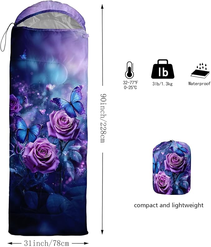QOOMO Camping Sleeping Bags3 Season Warm &amp Cool WeatherLightweightWaterproof Sleeping Bags for Adults &amp KidsTravelingand OutdoorsCamping Gear Equipment