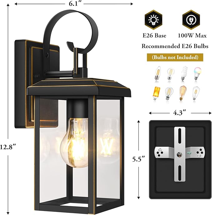 BesLowe 2-Pack Outdoor Wall Light Fixtures Exterior Lighting Fixtures Wall Mount Waterproof Porch Lights Outdoor Wall Sconces Lanterns Modern Outside Lights for House Front Door Garage Bronze
