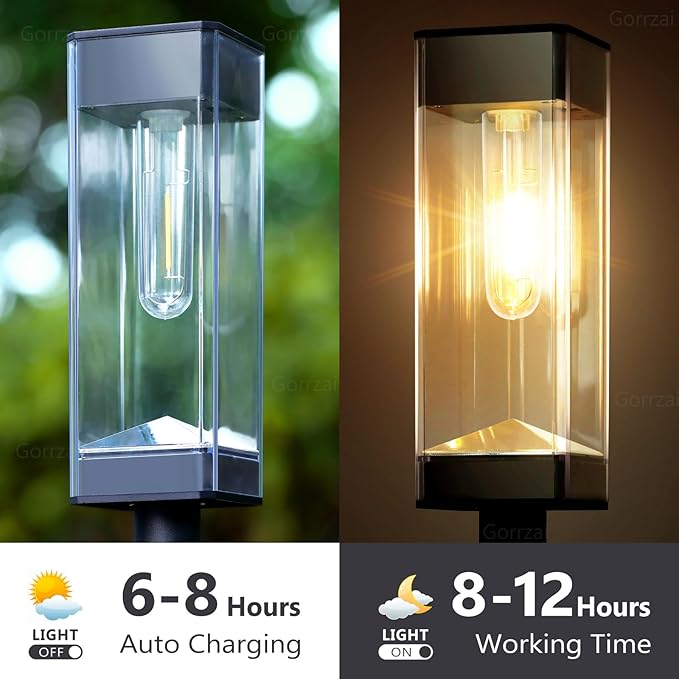 Bright Solar Pathway Lights Outdoor 8 Pack Solar Lights Outdoor LED Waterproof with 3000K Tungsten Filament Bulb Landscape Lighting for Yard Driveway Garden Walkway Lawn Path