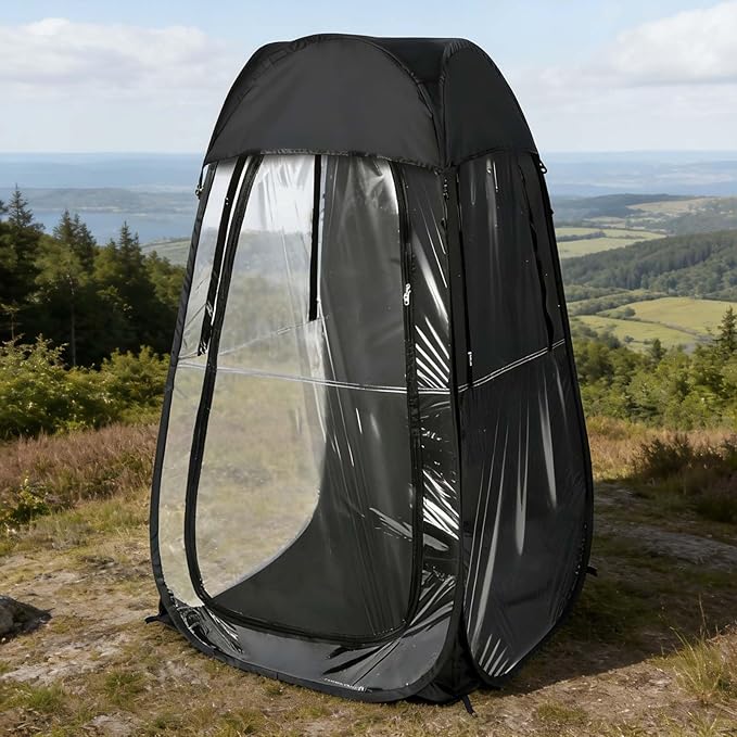 Portable Pop Up Sports Tent Clear Tents with Carry Bag for Outside Fishing Camping &amp Sideline Use Instant Setup Shelter Compact Foldable Design (Black 2)
