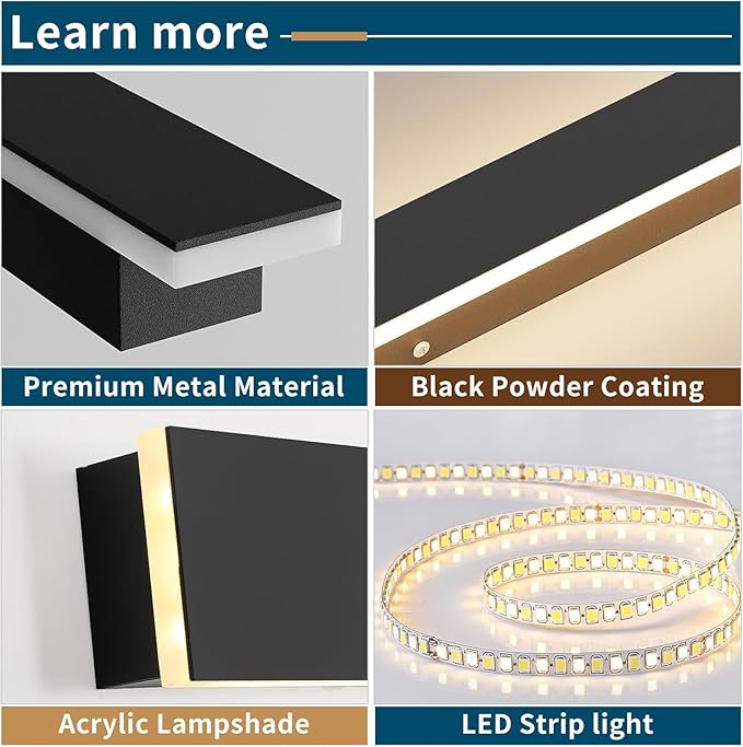 23.6inch Exterior Wall Lights for House Modern Outdoor Wall Sconce Dimmable 3000K-6000K IP65 Waterproof Outside Long Strip Light Wall Mount Lighting for Porch Garage with Remote Control