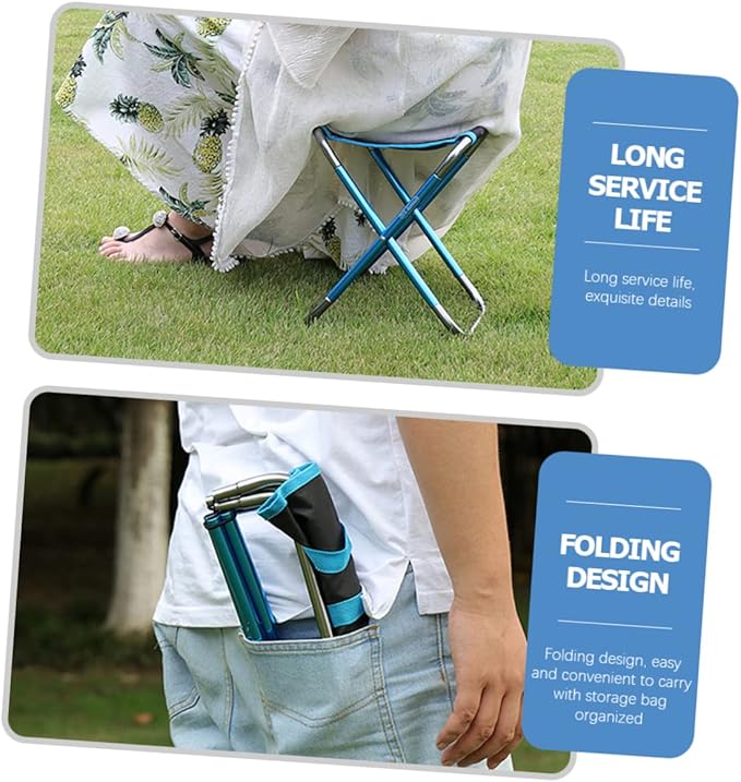 VANZACK Foldable Stool Small Folding Chair Comfortable Camping Stool Multi-Functional Beach Chair Shade