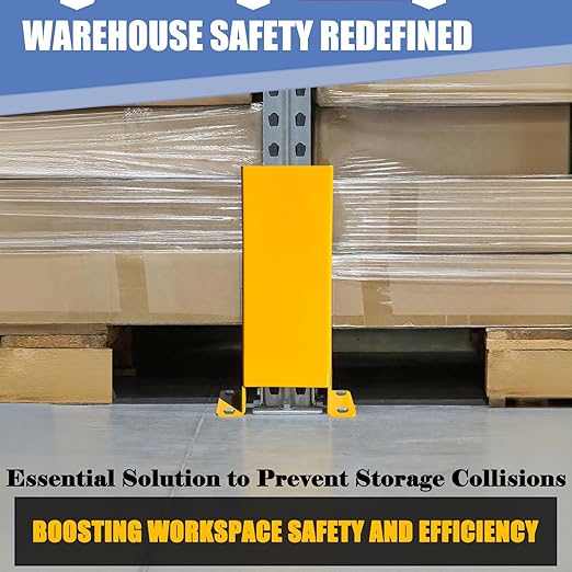 Pallet Rack Post Protectors 16 Height Steel Pallet Rack Guard Safety Yellow Racking Protectors (2 Packs)