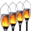 4Pack Solar Torch Light with Flickering Flame Upgraded 3in1 Solar Lights Outdoor Hanging Lantern Waterproof Landscape Decoration Lighting for Garden Yard Pathway Driveway Auto On/Off