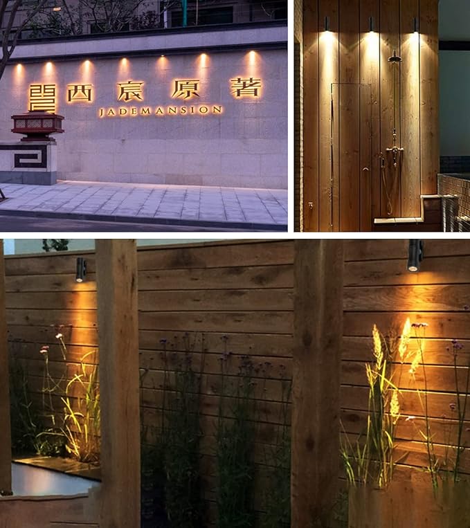 LED Wall Light Mini Bamboo 3W 12V-24V DC 15° Narrow Beam Angle IP65 Waterproof Surface Mounting Outdoor Landscape LightingWarm White 3000K (A - Single Beam)