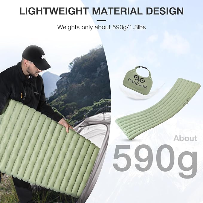 CAMDDOR Ultralight Sleeping Pad Patchworkable Sleeping Pad for Camping with Warm 6.8 R-Value Insulated Camping Mattress for Hiking Backpacking Outdoor with Inflatable Bag