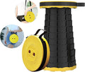 LB Portable Collapsible Retractable Folding Stool Lightweight Telescoping Foldable Camping Stool for Adults for Outdoor Fishing Hiking Gardening Travel BBQ Hunting Indoor Activities (Yellow Black)