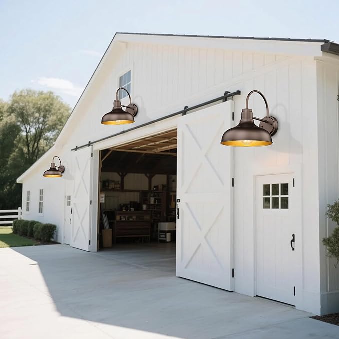 ALLGOT Outdoor Farmhouse Barn Lights Exterior Wall Mount Lights Vintage Wall Lighting Fixture Industrial Outdoor Sconce Lighting for Garage Front Door Porch Patio(Oil Rubbed Bronze 2 Pack)