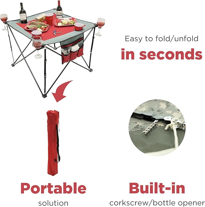 Creative Outdoor Folding Wine Table | Portable | Camping Beach Picnic &amp Patio