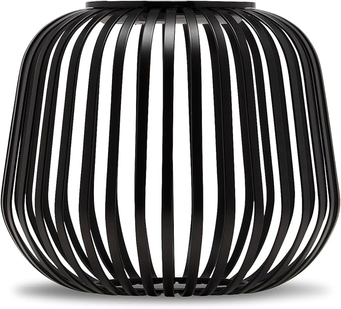 LUUK LIFESTYLE Solar LED Lantern for Indoor &amp Outdoor use Cordless Table lamp with Modern Metal cage Design dimmable Garden lamp Rechargeable Solar Light up to 72 Hours Lighting Duration Blac