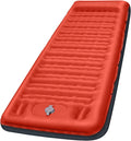 Camping Sleeping Pad Extra Thick 5 Inch Camping Mat with Pillow Built-in Foot Pump Inflatable Sleeping Pads Compact for Camping Backpacking Hiking Traveling Tent（Orange-Black）
