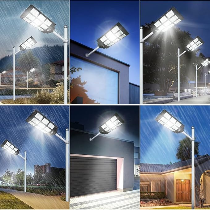 24000W Solar Street Lights Outdoor 24000 Lumens Dusk to Dawn Motion Sensor Security Flood Light with Remote Control Wireless Waterproof Perfect for GardenYard Street Parking lot 2 Pack