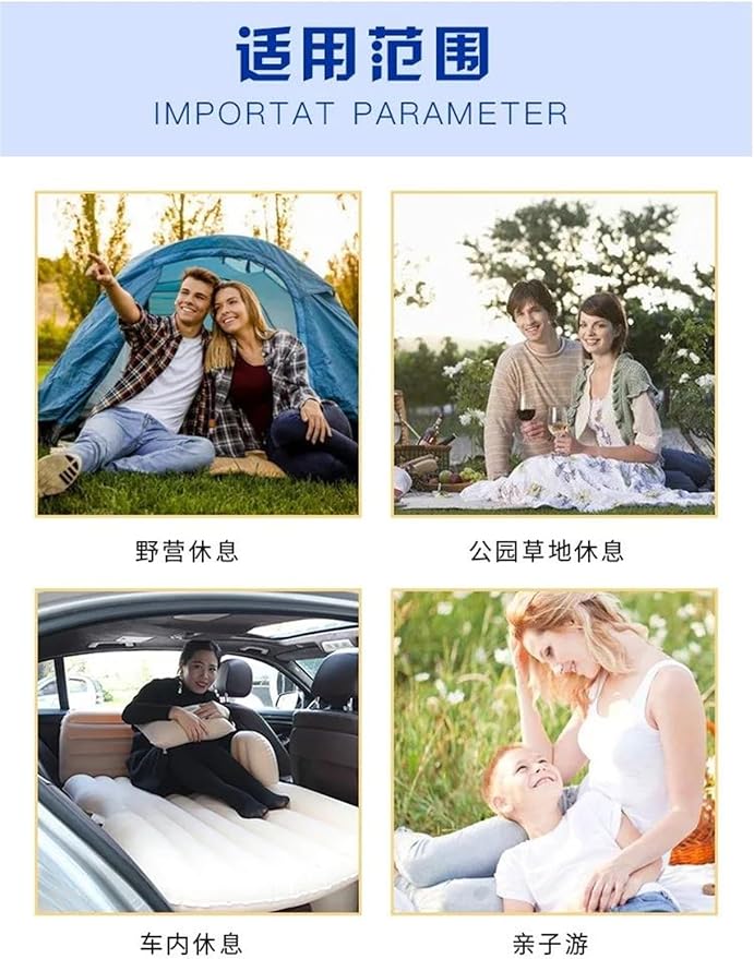 Car Inflatable Mattress Car Camping Travel Mattress Car Trunk Inflatable Mattress Foldable Storage Camping Outdoor Travel Bed (Black)