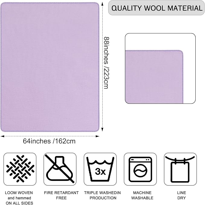 Peryiter 2 Pcs Military Wool Blanket Large 64 x 88 Camping Blanket Survival 3.3 Lbs Each Thick Thermal Washable Emergency Blanket for Outdoors Sporting Events Survival Kits (Purple Bean Green)