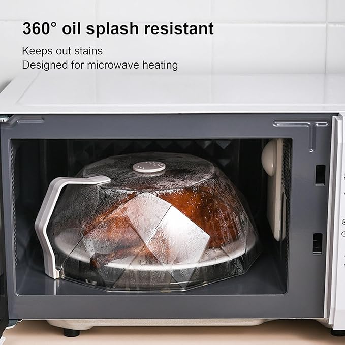 Alomejor Microwave Food Cover Oil Proof High Temperature Splatter Lid for Microwave Anti Freshness Storage for Most Plates Bowls PeopleFriendly HeatResistant Material (White)