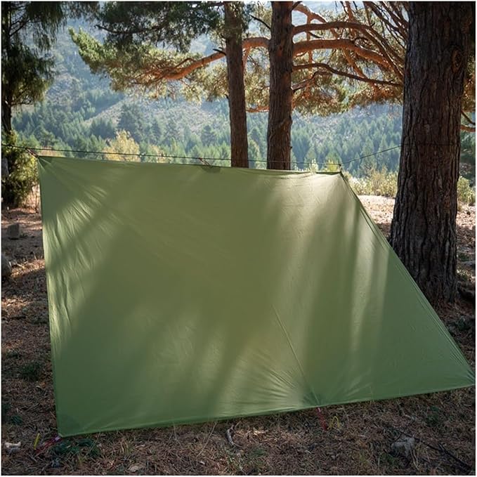Compatible for Tarp Lightweight MINI Sun Shelter Camping Mat Tent Footprint 15D Nylon Silicone(Dark Green 210x300CM)
