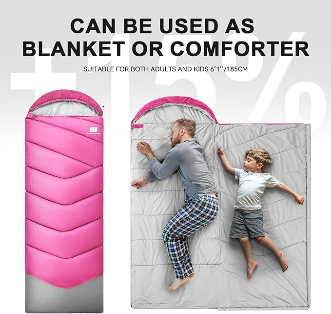 Sleeping Bags for Adults Cold Weather &amp WarmBackpacking Camping Sleeping Bag for Tall Girls BoysLightweightCompactWaterproof Camping Gear for TravelingHikingHotelOutdoor &amp Indoor