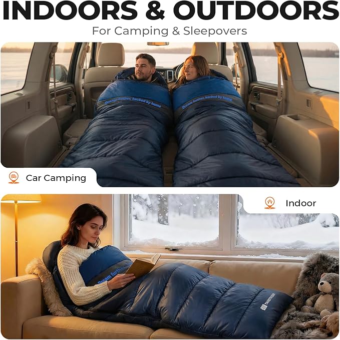 Cotton Flannel XXL Sleeping Bags for Adults Cold Weather Camping Sleeping Bag for Adults Kids Teens with Compression SackCamping Gear for TravelingHikingClimbingOutdoorIndoor