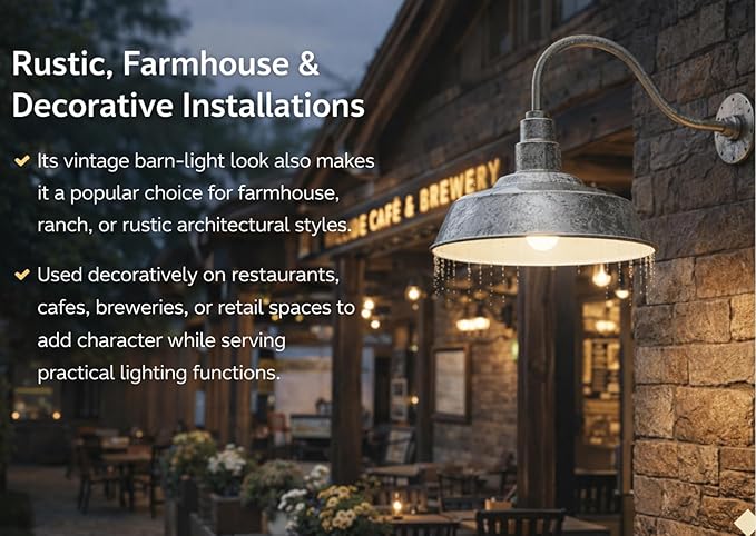 AGB102-AS20-GALVANIZE Gooseneck Barn Light - Galvanize Outdoor Dome with Incandescent Downlight | Wall-Mount Fixture for Patios Gardens Pathways and Large Outdoor Living Spaces