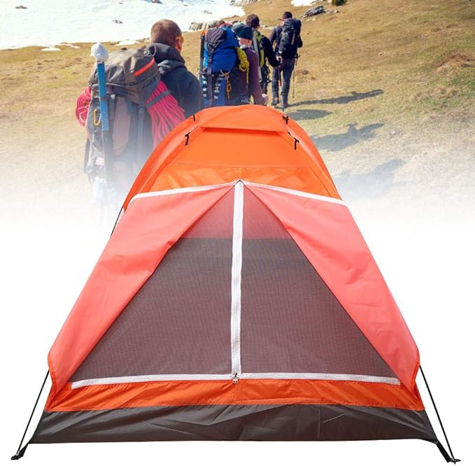 Outdoor Tent Double Person Single Layer Lightweight Portable Waterproof Camping Tent for Hiking Beach Picnic Oxford Cloth 200x150x110cm