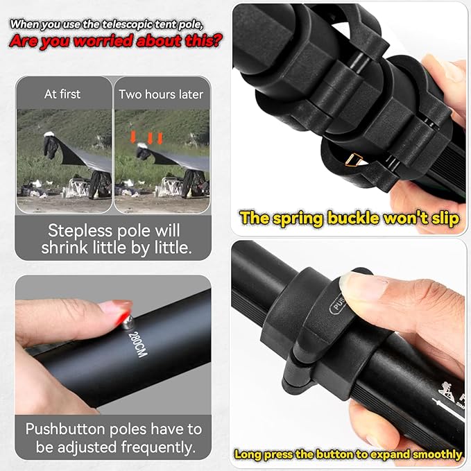 HIKEMAN Tarp Poles Tent Poles - Aluminium Camping PolesCanopy Poles Awning Poles Adjustable Telescoping for Outdoor Camping Backpacking Awning