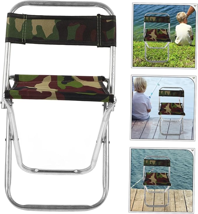 Portable Folding Chair Backrest Large Size Heavy-Duty Metal for Outdoor Fishing Camping and Hiking Lightweight and Easy to Carry Random Color
