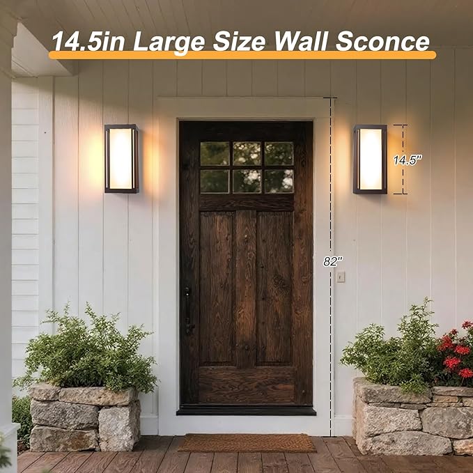 Dusk to Dawn Outdoor Wall Sconce 3000K LED Outdoor Wall Lights Fixture for Patio Waterproof Wall Mount Outside Light 14.5in Bronze Outdoor Lanterns for Porch Door 1 Pack