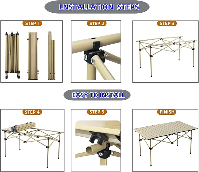 Folding Camping Table Portable Beach Tablewith Portable BagSuitable for Indoor Outdoor Camping Backyard Party Patio The Yellow Camping Table at The Beach