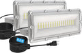 LED Flood Light Outdoor 50W 2 Pack LED Work Light with Plug &amp 6.5 FT Cord 7000LM Security Lights 6500K Daylight White Outdoor Flood Lights IP67 Waterproof Floodlight for Garden Yard