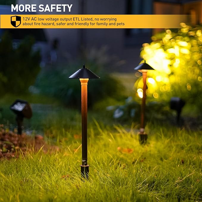 Malibu Low Voltage Pathway Lights 10W Pro Style Halogen Landscape Lighting 2Pack 2700K Warm White Path Light 12V AC Bronze Outdoor Walkway Lights for Yard Garden 8308-9103