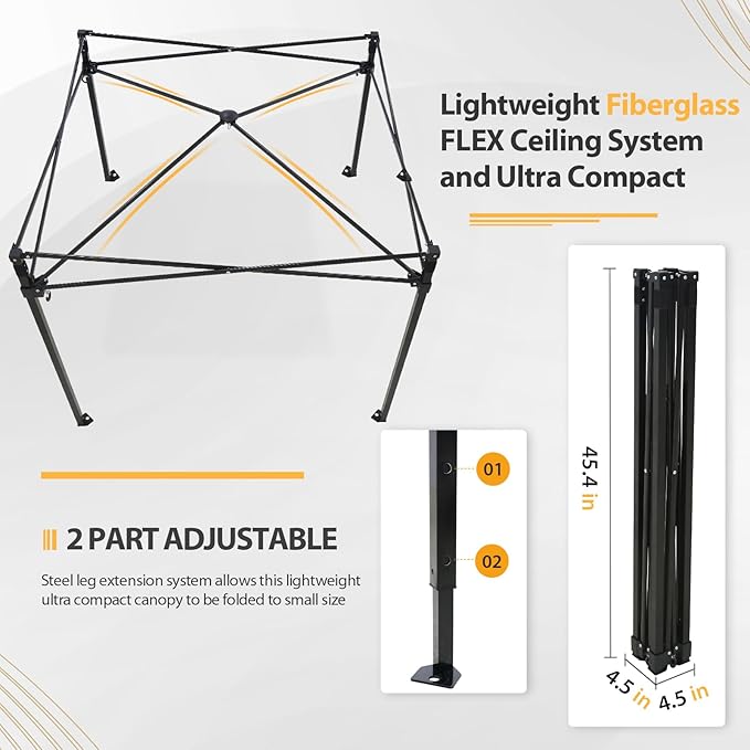 EAGLE PEAK Flex Compact 4x4 Pop-up Canopy Changing Room Portable Privacy Dressing Room for Indoor Fashion Photoshoots Camping or Pool Yellow/Orange