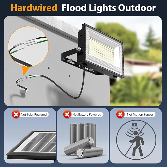 Onforu 120W LED Flood Light Outdoor 12000LM Security Lights IP66 Waterproof Outdoor LED Lights 6500K Daylight White Floodlight for Garage Yard Garden Stadium Playground Arena(2 Pack)