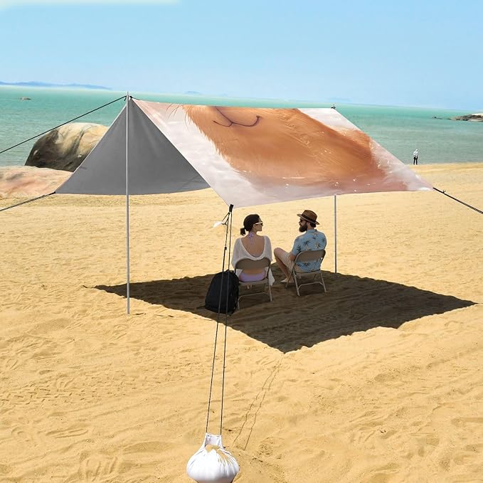 Camping Sun Shelters Capybara with Orange Beach Canopy 126 * 110.2in