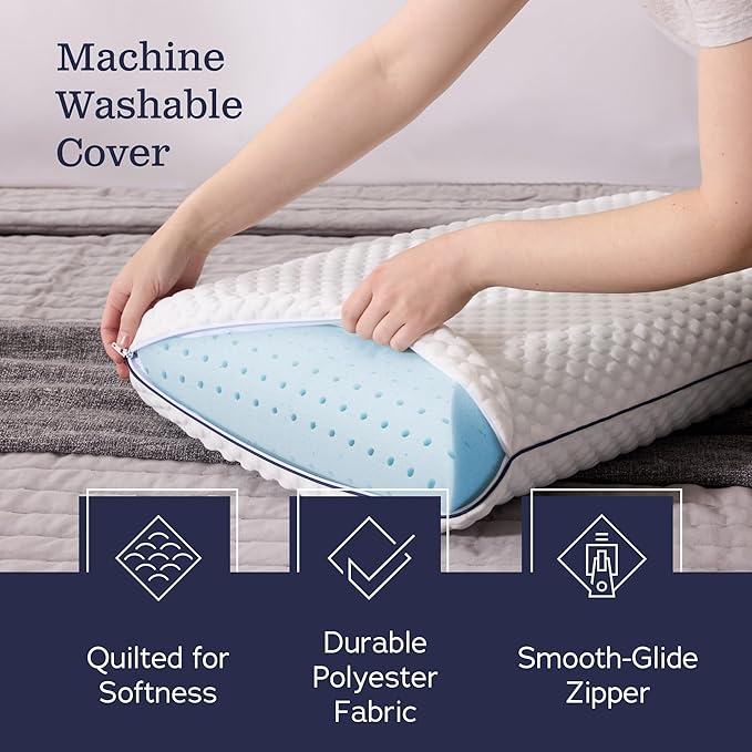 WEEKENDER Gel Memory Foam Pillow - Queen Size - 2-Pack - Medium Firm Feel - Neck &amp Shoulder Support - For Back &amp Side Sleepers - Home Hotel &amp Hospital Essentials