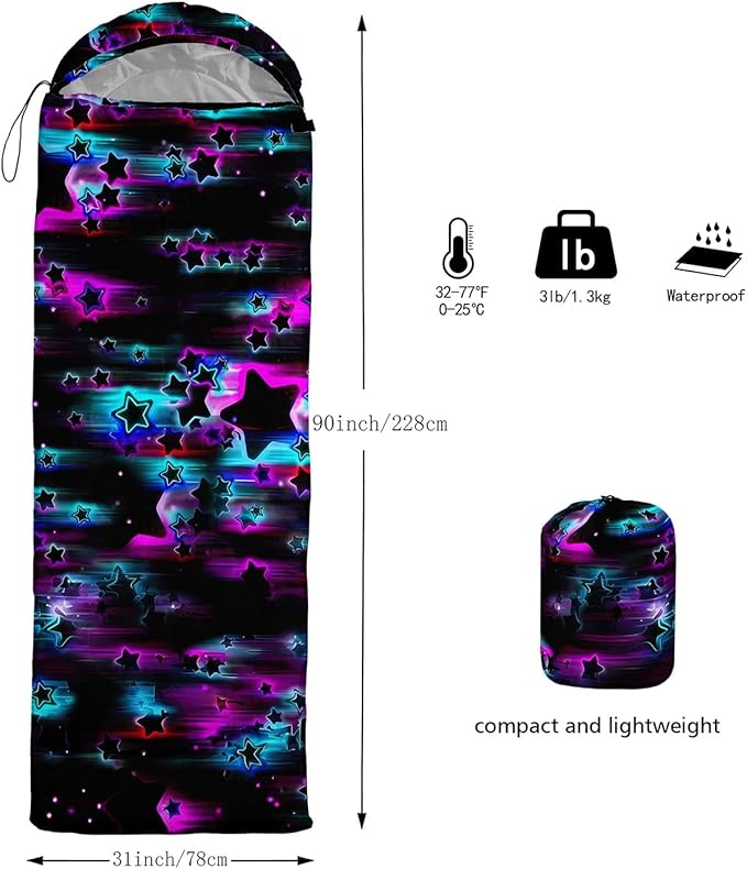 Kids Sleeping Bag for Boys GirlsBohemian Cowboy Print-Lightweight Warm Portable Outdoor Indoor-Waterproof Cold Weather Resistant Sleeping Bag for Camping Hiking